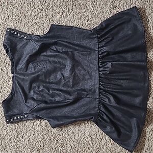Guess Black Peplum Top with Studded Detail Size Medium